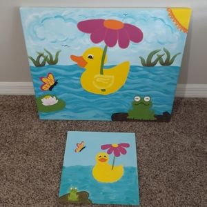 Handpainted duck canvas 20x24 children's & 12x12 p
